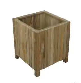 Artikelbild 2 des Artikels “Pflanzgefäß aus Holz, kubische Form, aus Teakholz. Ca. 45 cm “
